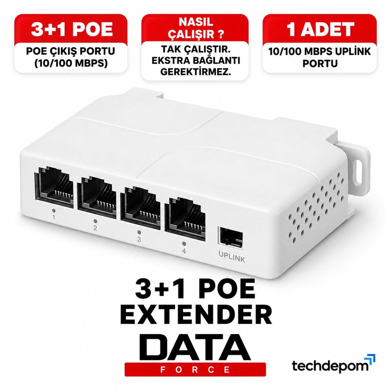 DATAFORCE 3+1 10/100 POE EXTENDER