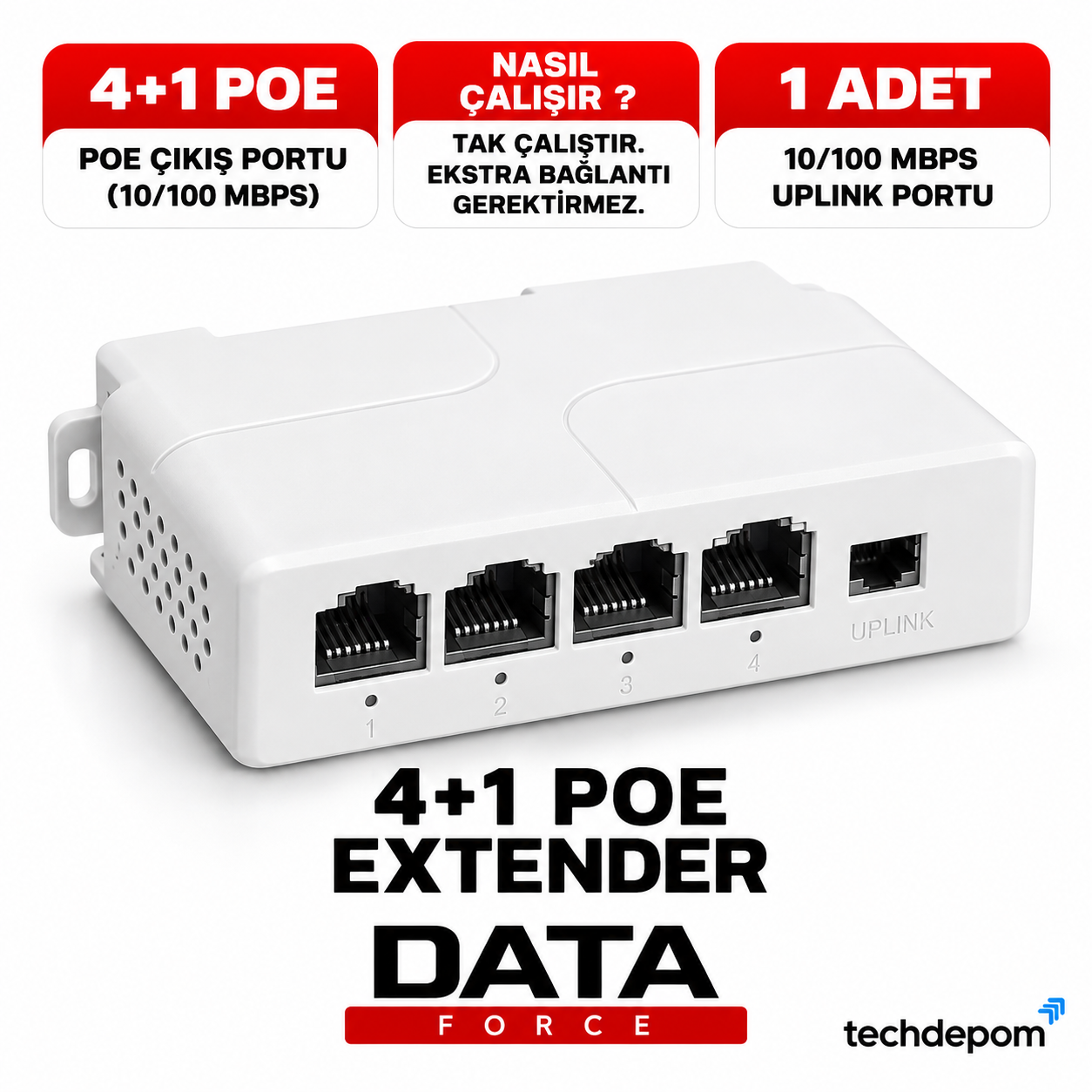 DATAFORCE 4+1 10/100 POE EXTENDER